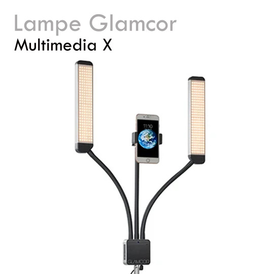 Lampe GLAMCOR MULTIMEDIA X extension cils vlog tik tok double lampe  orientable  smartphone tablette