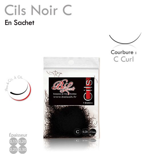 Sachet 1 gramme Cils C curl en vrac pour Extension Cil à Cil