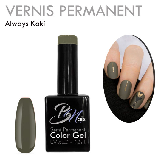 Vernis Semi Permanent Ultra Haute Tenue et Couvrance Optimale. Couleur Tendance Kaki - Meilleur Qualité