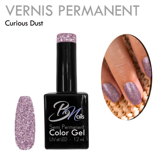 Vernis Semi Permanent Ultra Haute Tenue et Couvrance Optimale. Couleur Tendance Paillettes Rose Lilas - Meilleur Qualité