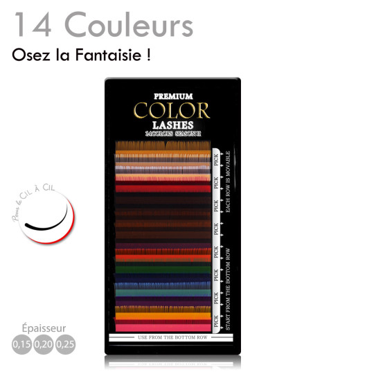 alette 14 couleurs pour des Poses d'Extension Cil à Cil Fantaisie, Discrète ou Extravagante