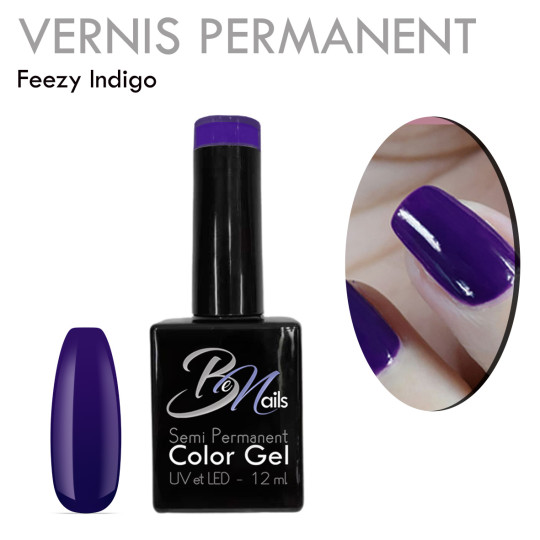 Vernis Semi Permanent Ultra Haute Tenue et Couvrance Optimale. Couleur Tendance Indigo Violet Intense Foncé  - Meilleur Qualité