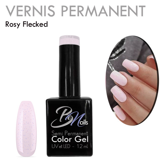 Vernis Semi Permanent Ultra Haute Tenue et Couvrance Optimale. Couleur Tendance Rose Pâle Moucheté Nude - Meilleur Qualité