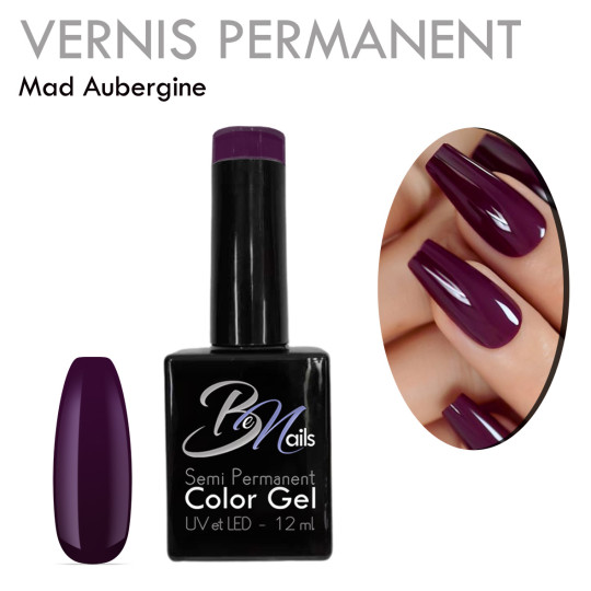 Vernis Semi Permanent Ultra Haute Tenue et Couvrance Optimale. Couleur Tendance Aubergine Violet Foncé - Meilleur Qualité