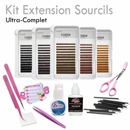 KIT pour Extension de Sourcils complet colle palettes accessoires