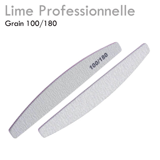 Lime à Ongles Professionnelle Double Face 100/180 un bord droit+ 1 bord arrondi